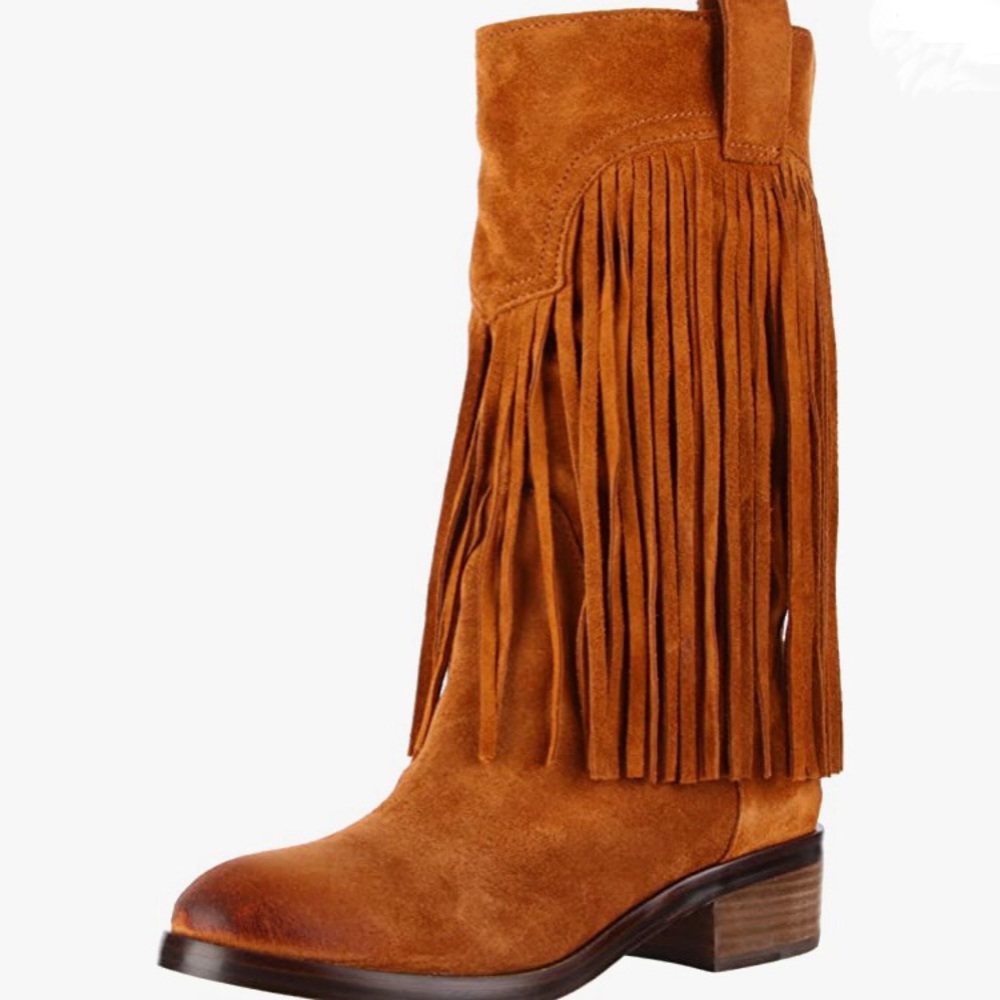 🍀 Lucky Brand Women’s Caleb Boho Fringe Western Boots
